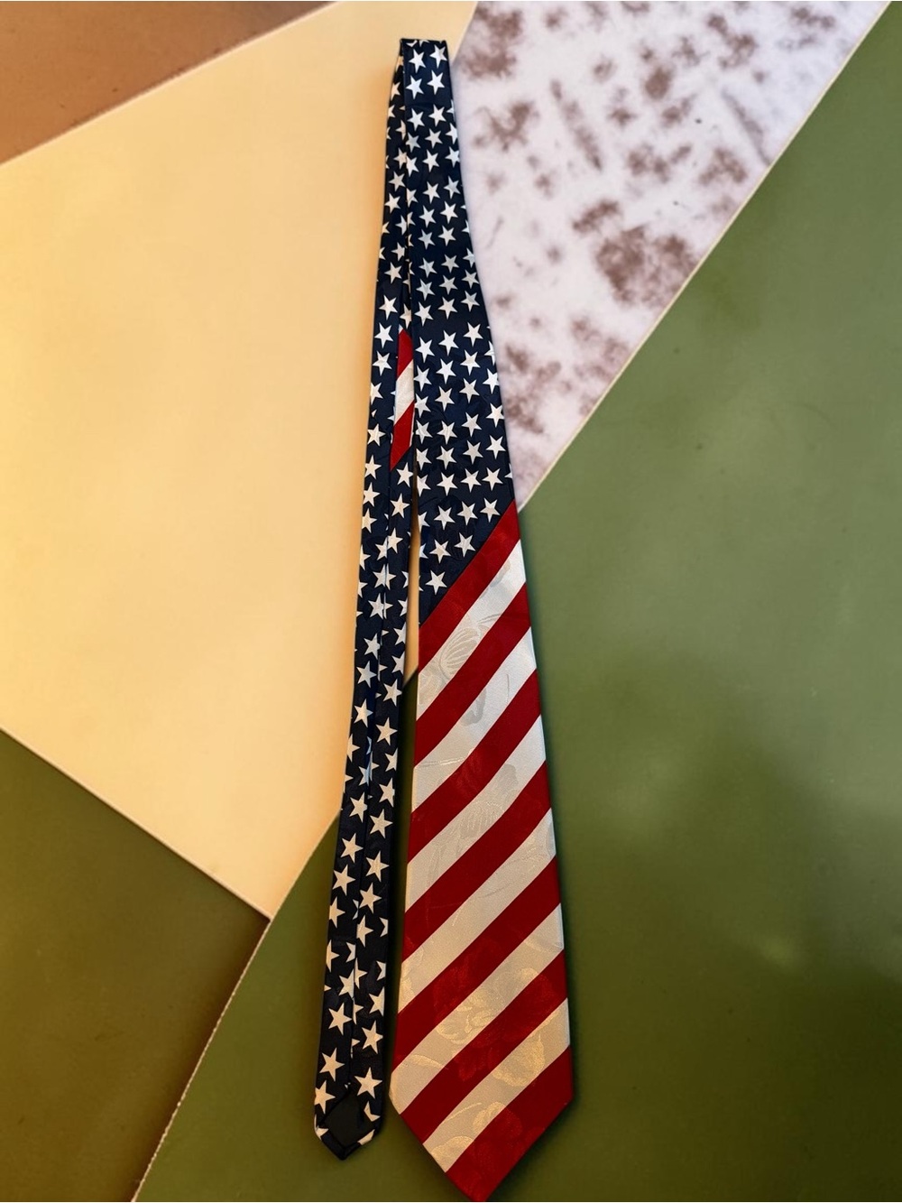 Vintage City-One Hand Made American Flag Necktie USA Star